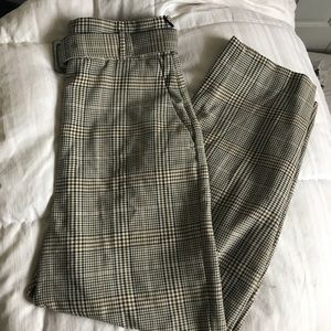 High Waisted Plaid Trousers